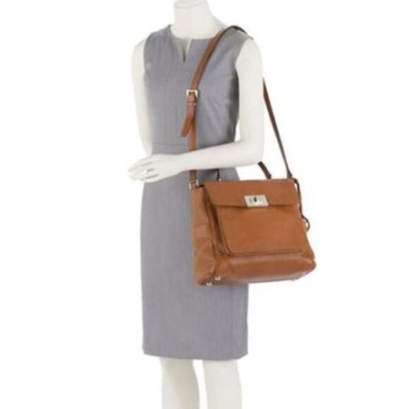 MICHAEL KORS Sloan Brown Leather Satchel w/ Crossbody Strap Handbag XL Tote - Picture 1 of 10